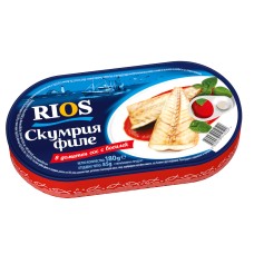 RIOS ФИЛЕ СКУМРИЯ ДОМАТЕН СОС С БОСИЛЕК 180Г